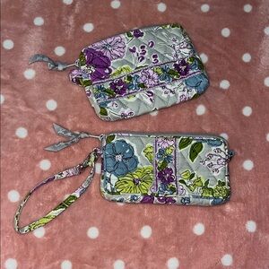 Vera Bradley Floral Quilted Wristlet and Cosmetic Bag Duo Set